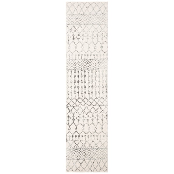 SAFAVIEH Tulum Glen Moroccan Geometric Runner Rug, Ivory/Grey, 2' x 21'
