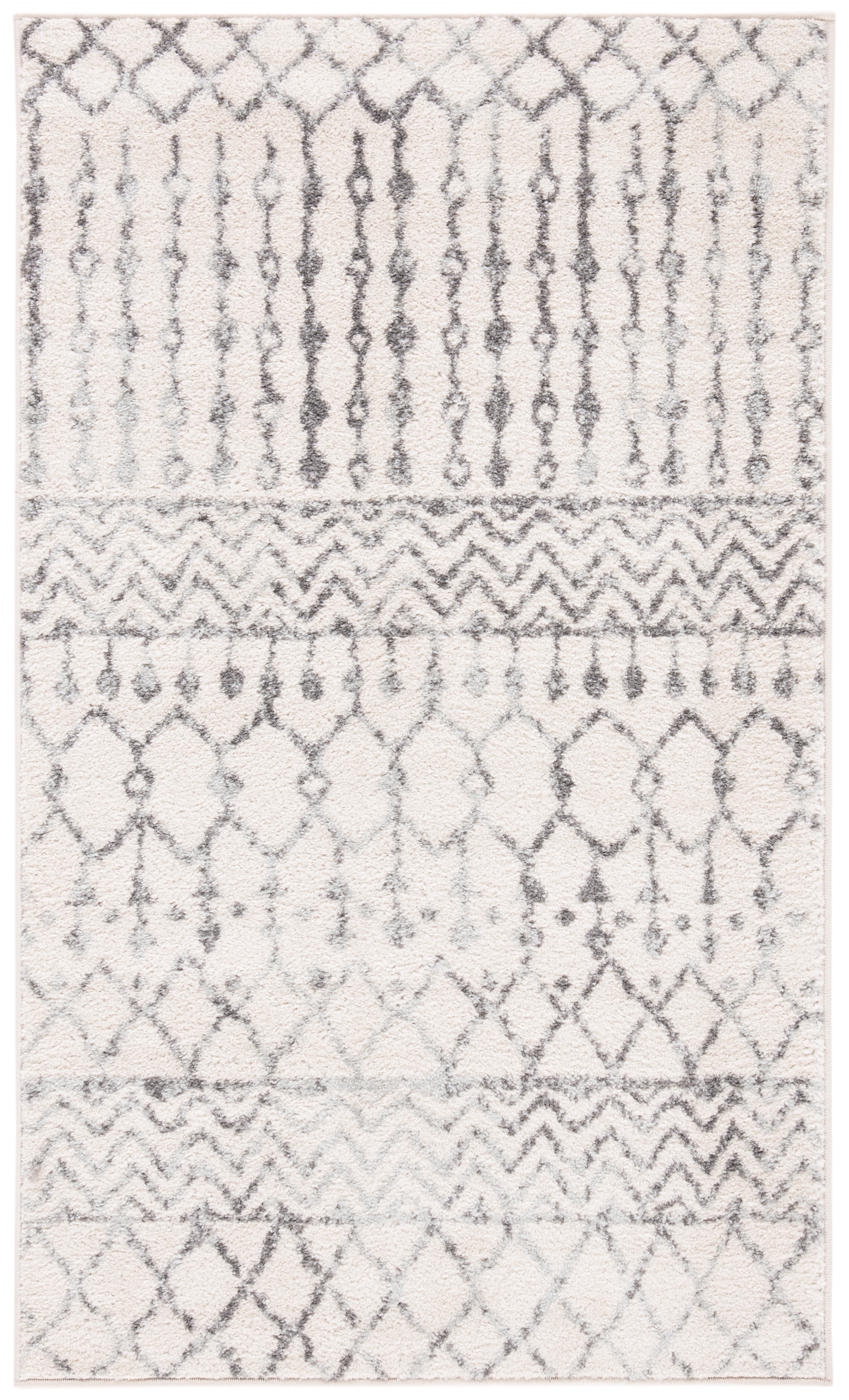 Ivory Grey 24" Round Hand-Knotted Boho Chic Area Rug