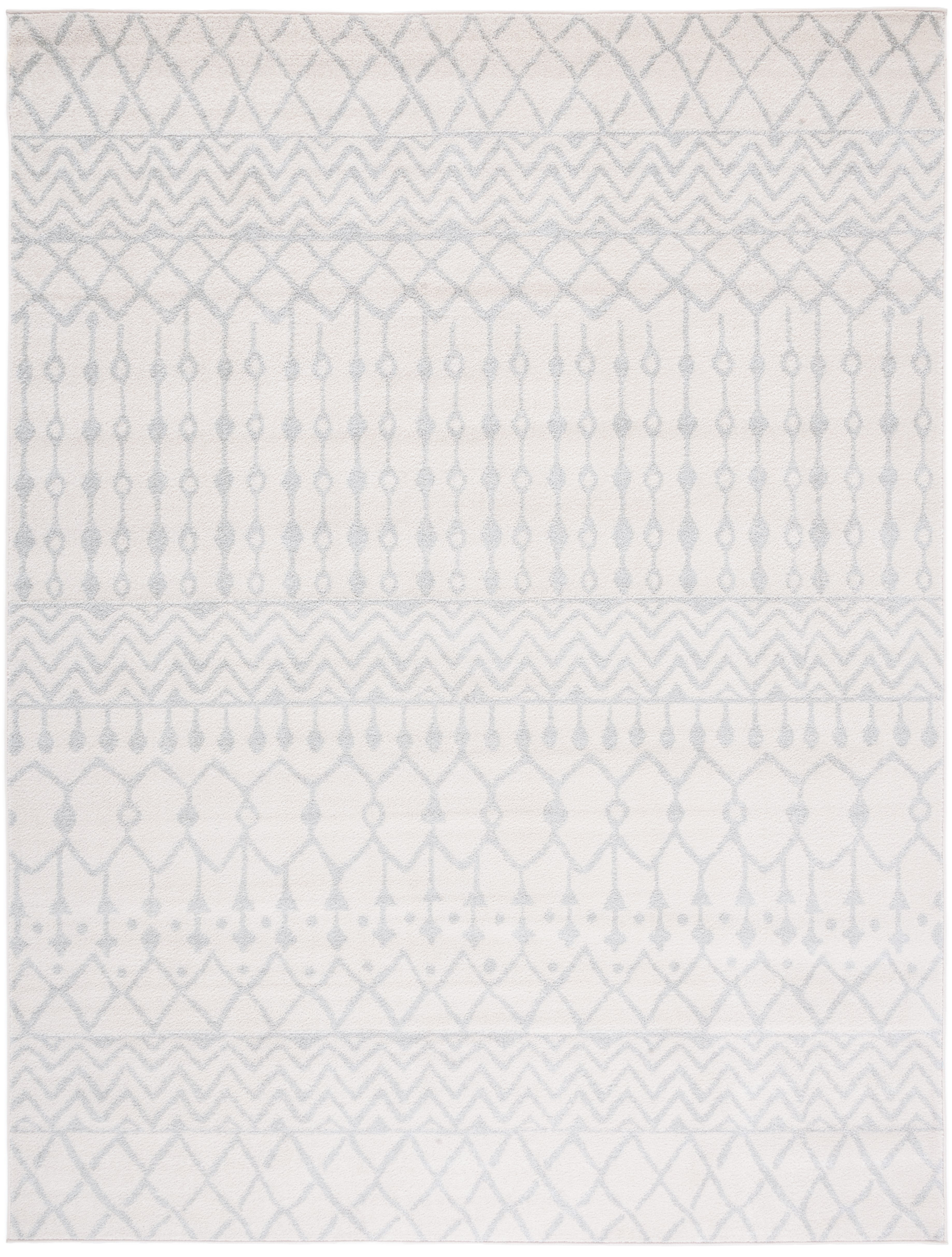Ivory and Light Grey Synthetic Oriental Area Rug, 12' x 18'