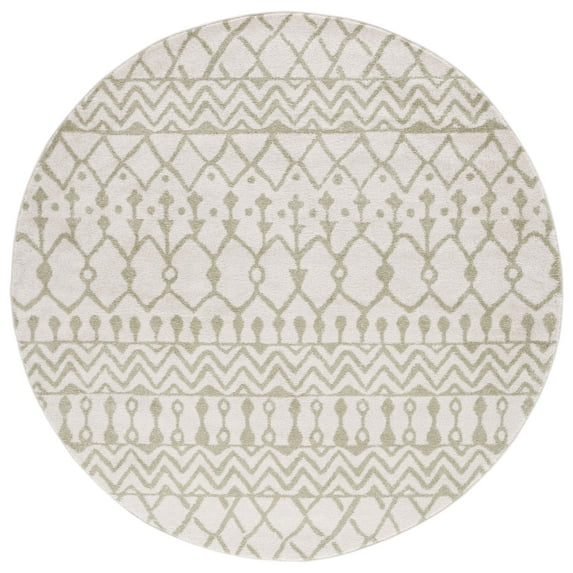SAFAVIEH Tulum Glen Oriental Area Rug, Ivory/Sage, 6'7" x 6'7" Round