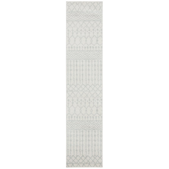 SAFAVIEH Tulum Glen Oriental Runner Rug, Ivory/Light Grey, 2' x 19'