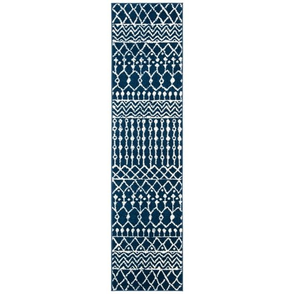SAFAVIEH Tulum Glen Oriental Runner Rug, Navy/Ivory, 2' x 11'