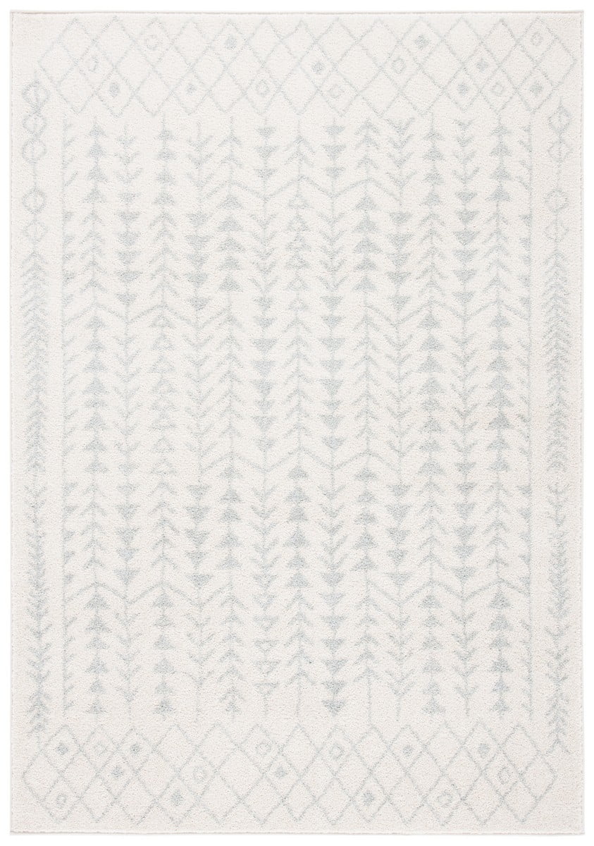 Light Grey and Ivory Hand-knotted Rectangular Area Rug 4' x 6'