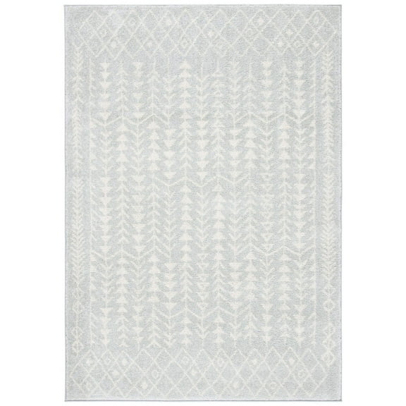 SAFAVIEH Tulum Goddard Moroccan Geometric Area Rug, 5'3" x 7'6", Light Grey/Ivory