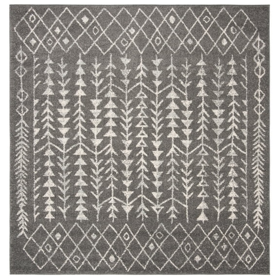 SAFAVIEH Tulum Goddard Moroccan Geometric Area Rug, 5' x 5' Square, Dark Grey/Ivory