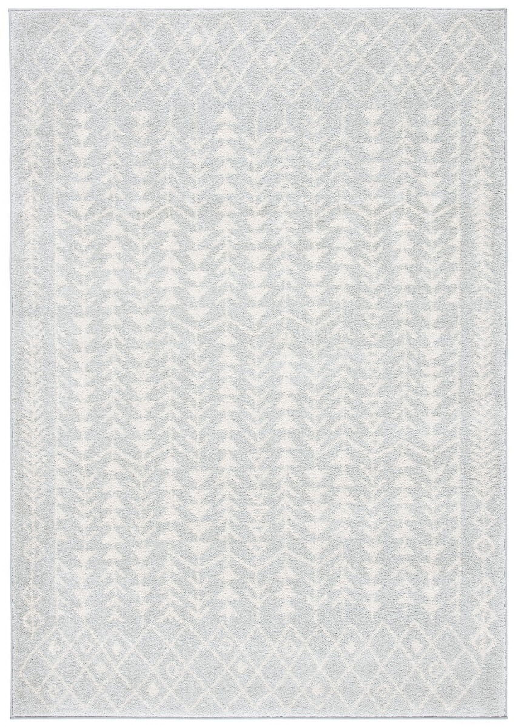 Ivory and Light Grey Wool Synthetic 9' x 12' Rectangular Area Rug