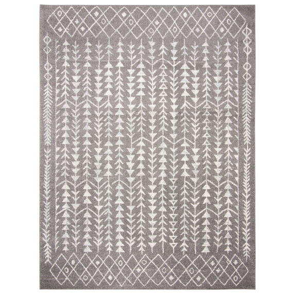 SAFAVIEH Tulum Goddard Moroccan Geometric Area Rug, Dark Grey/Ivory, 8' x 10'