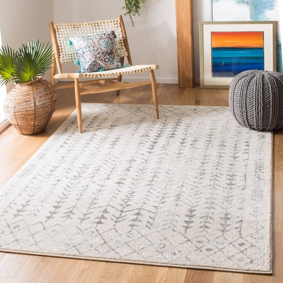 SAFAVIEH Tulum Goddard Moroccan Geometric Area Rug, Ivory/Grey, 5'3" x 7'6"