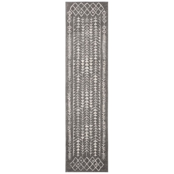 SAFAVIEH Tulum Goddard Moroccan Geometric Runner, 2' x 6', Dark Grey/Ivory