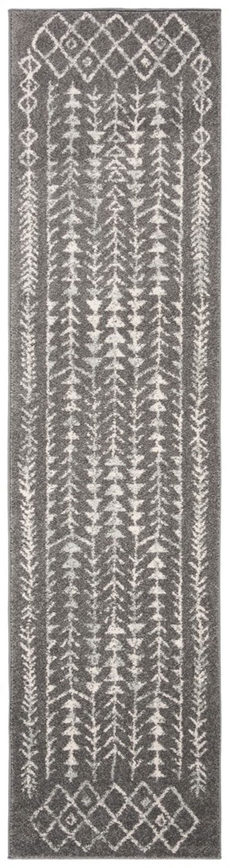 SAFAVIEH Tulum Goddard Moroccan Geometric Runner, 2' x 9', Dark Grey/Ivory