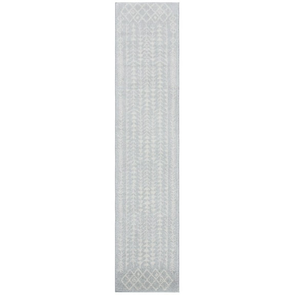 SAFAVIEH Tulum Goddard Moroccan Geometric Runner, 2' x 9', Light Grey/Ivory