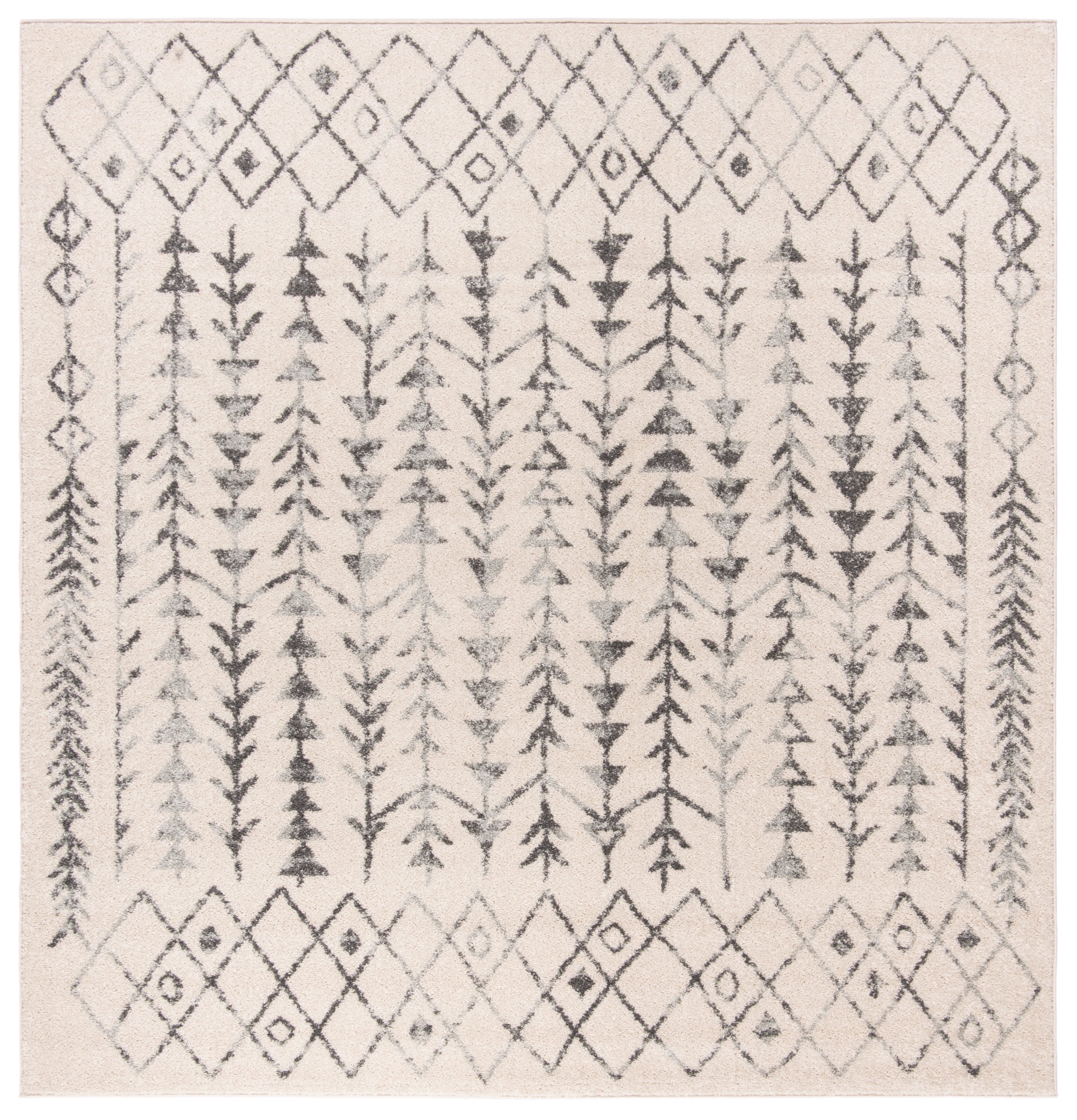 Ivory and Grey Hand-knotted Round Wool Area Rug