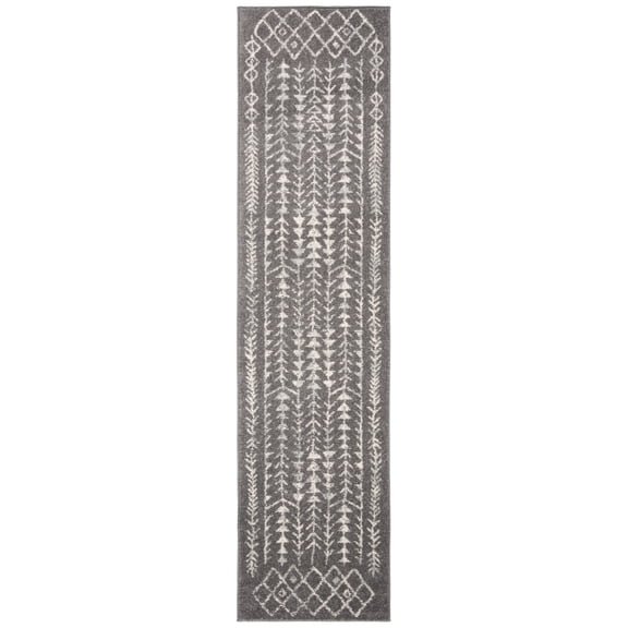 SAFAVIEH Tulum Goddard Oriental Runner Rug, Dark Grey/Ivory, 2' x 8'