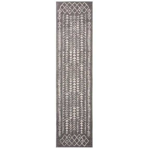 SAFAVIEH Tulum Goddard Oriental Runner Rug, Dark Grey/Ivory, 2' x 8'