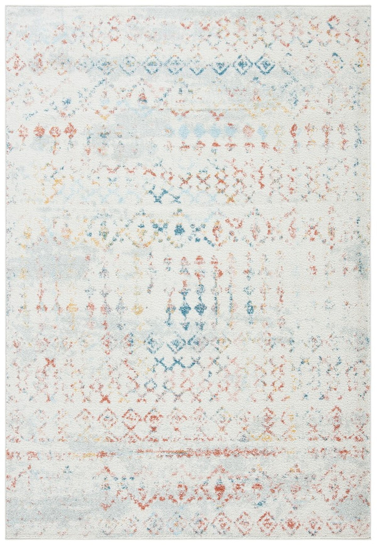 Ivory Geometric Hand-Knotted Synthetic Area Rug, 4' x 6'