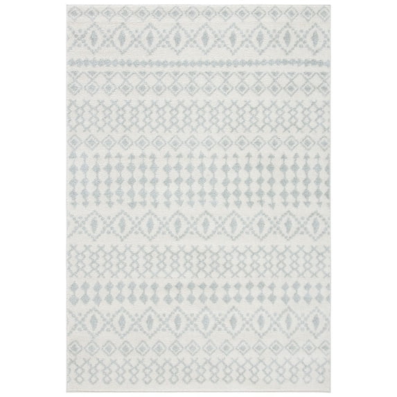 SAFAVIEH Tulum Herbert Distressed Southwestern Area Rug, 5'3" x 7'6", Ivory/Light Grey