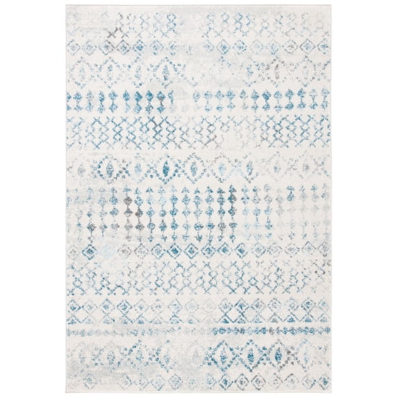 SAFAVIEH Tulum Herbert Distressed Southwestern Area Rug, 5'3" x 7'6", Ivory/Turquoise