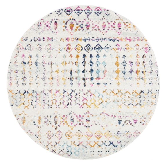 SAFAVIEH Tulum Herbert Distressed Southwestern Area Rug, 6'7" x 6'7" Round, Ivory/Gold
