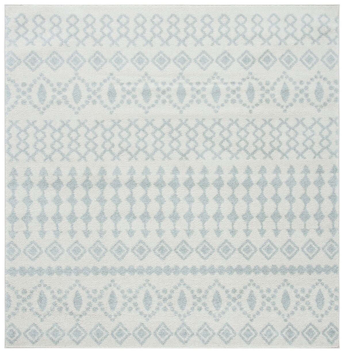Ivory and Terracotta 79" Square Hand-Knotted Easy-Care Area Rug