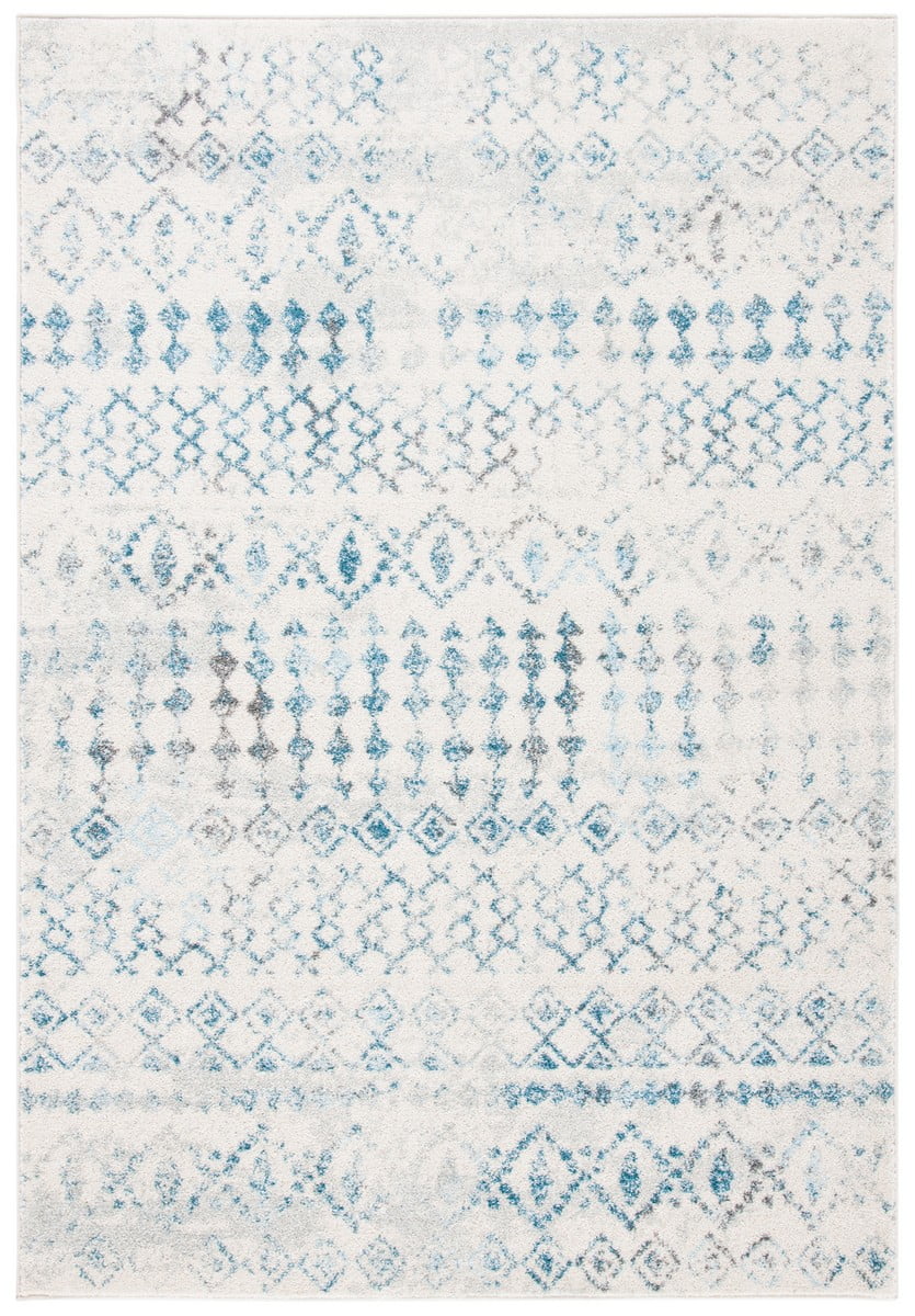 Hand-Knotted Ivory & Turquoise 8' x 10' Reversible Area Rug