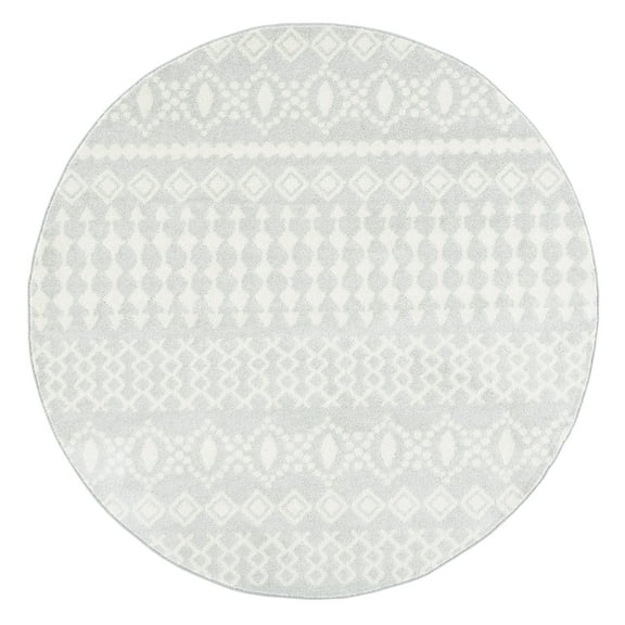 SAFAVIEH Tulum Herbert Oriental Area Rug, Light Grey/Ivory, 6'7" x 6'7" Round