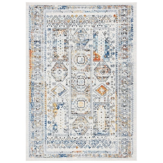 SAFAVIEH Tulum Igor Oriental Area Rug, Ivory Grey/Blue Rust, 5'5" x 7'7"