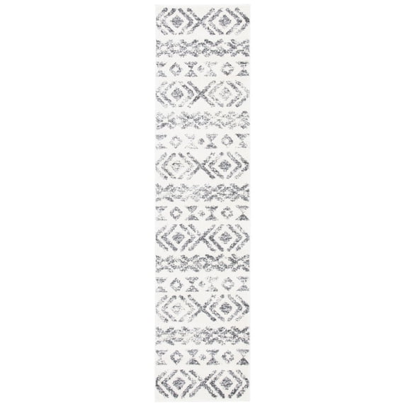 SAFAVIEH Tulum Jepson Distressed Geometric Runner, 2'2" x 9', Ivory/Grey