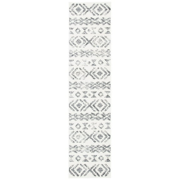 SAFAVIEH Tulum Jepson Distressed Geometric Runner, 2'2" x 9', Ivory/Grey