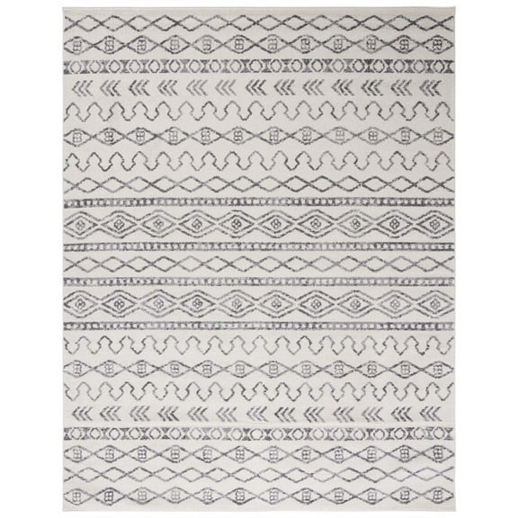 SAFAVIEH Tulum Kade Distressed Geometric Area Rug, 9' x 12', Ivory/Grey