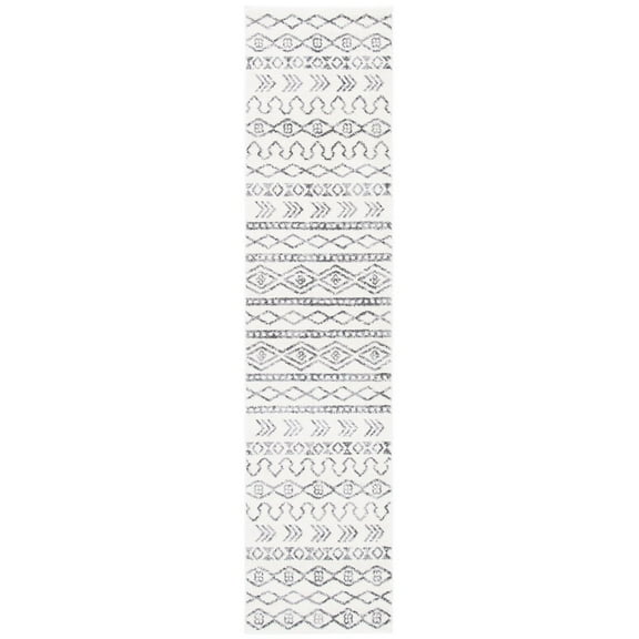 SAFAVIEH Tulum Kade Distressed Geometric Runner, 2'2" x 9', Ivory/Grey