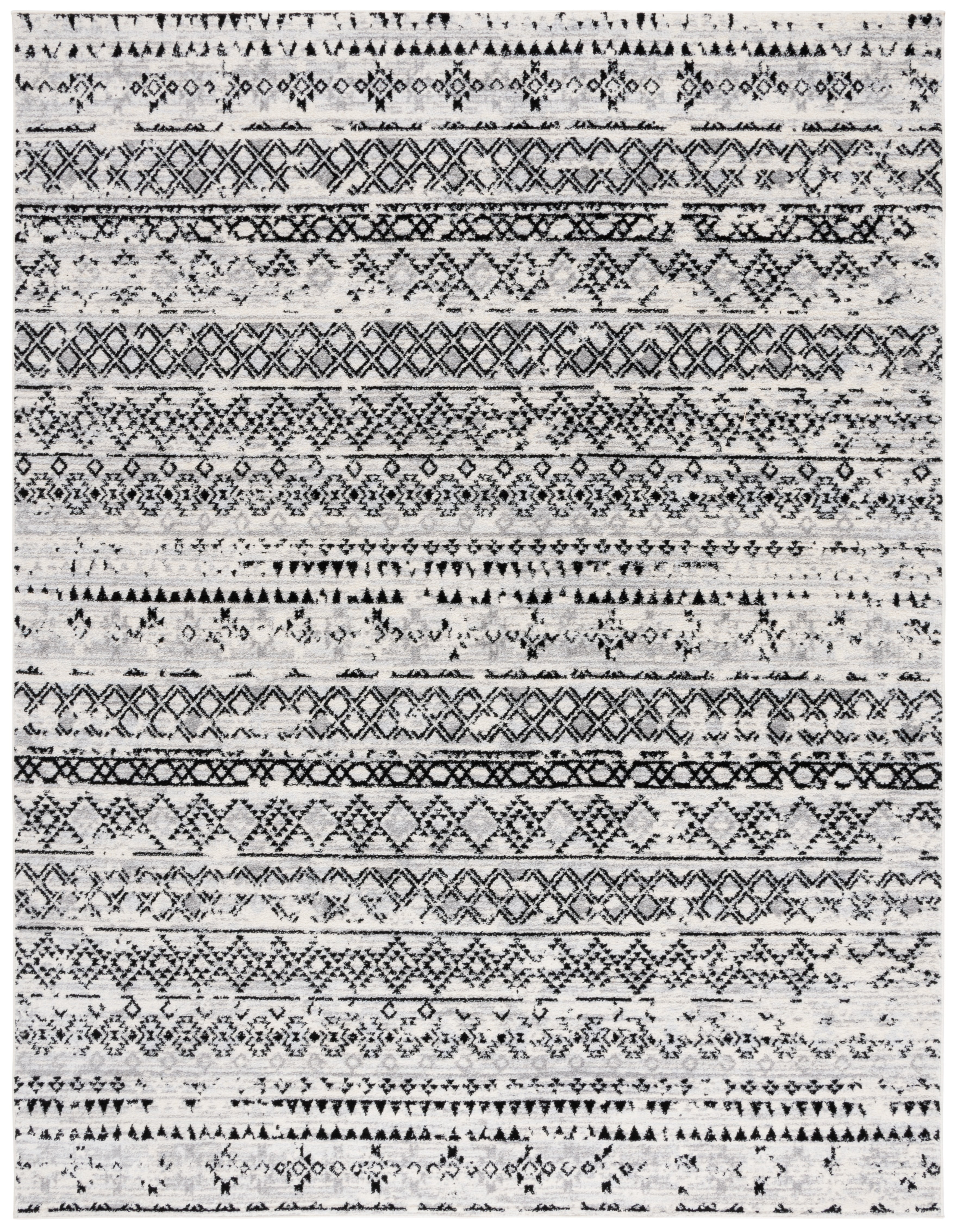 Charcoal Grey Synthetic 9' x 12' Hand-Knotted Area Rug