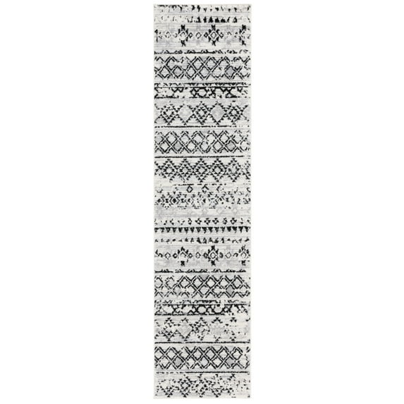 SAFAVIEH Tulum Kady Oriental Runner Rug, Ivory Grey/Charcoal, 2' x 8'
