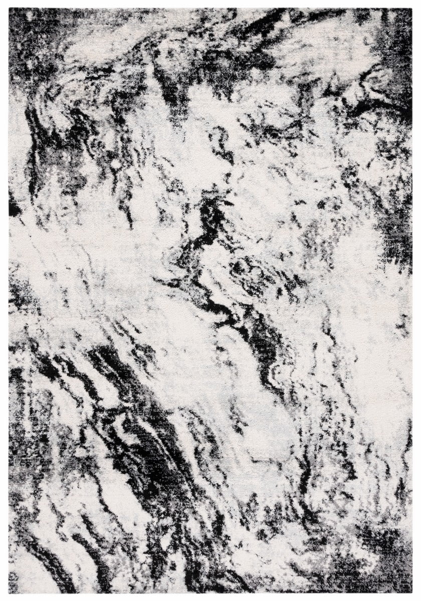 Ivory Abstract Hand-Knotted Soft Synthetic Area Rug