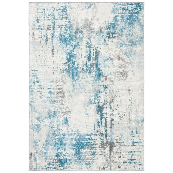 SAFAVIEH Tulum Kelsang Abstract Area Rug, 5'3" x 7'6", Ivory/Blue