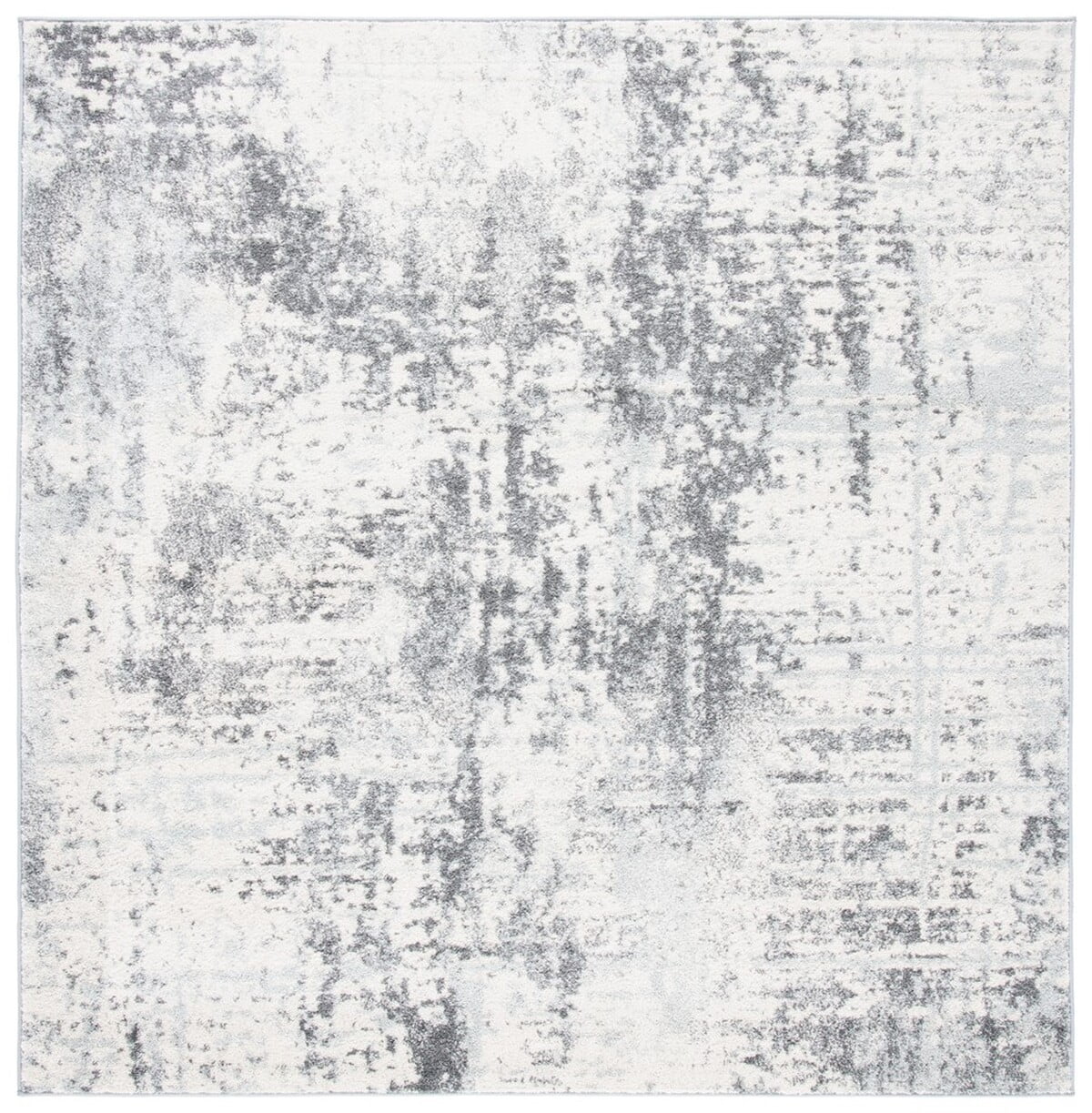 Ivory Abstract Square Easy-Care Synthetic Area Rug 6'7"