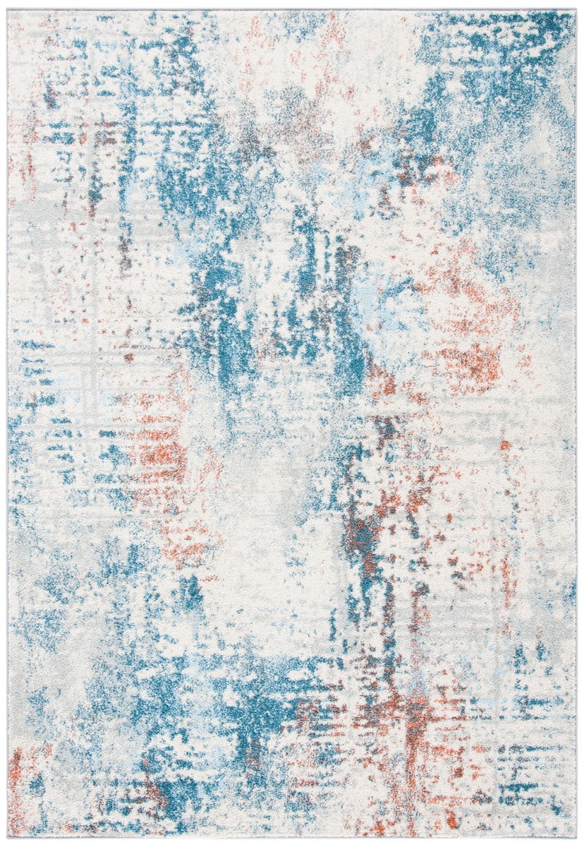 SAFAVIEH Tulum Kelsang Abstract Area Rug, 8' x 10', Ivory/Dark Blue
