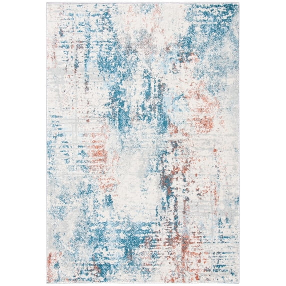 SAFAVIEH Tulum Kelsang Abstract Area Rug, 9' x 12', Ivory/Dark Blue