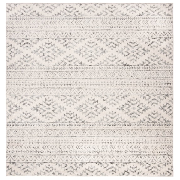 SAFAVIEH Tulum Lakisha Distressed Southwestern Area Rug, 10' x 10' Square, Ivory/Grey