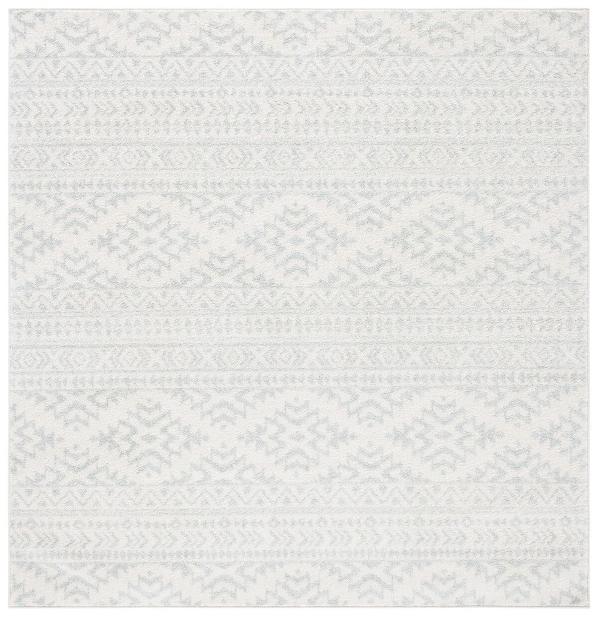 Tulum 10' Square Light Grey and Ivory Synthetic Area Rug