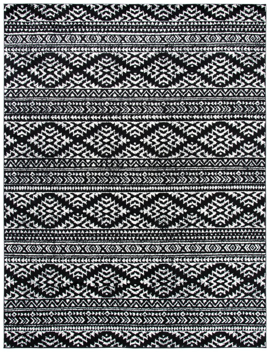Black and Ivory Braided Reversible Synthetic Area Rug