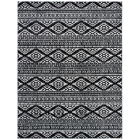 SAFAVIEH Tulum Lakisha Distressed Southwestern Area Rug, 10' x 13', Black/Ivory