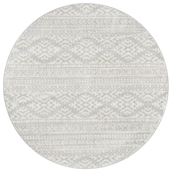 SAFAVIEH Tulum Lakisha Distressed Southwestern Area Rug, 11' x 11' Round, Light Grey/Ivory
