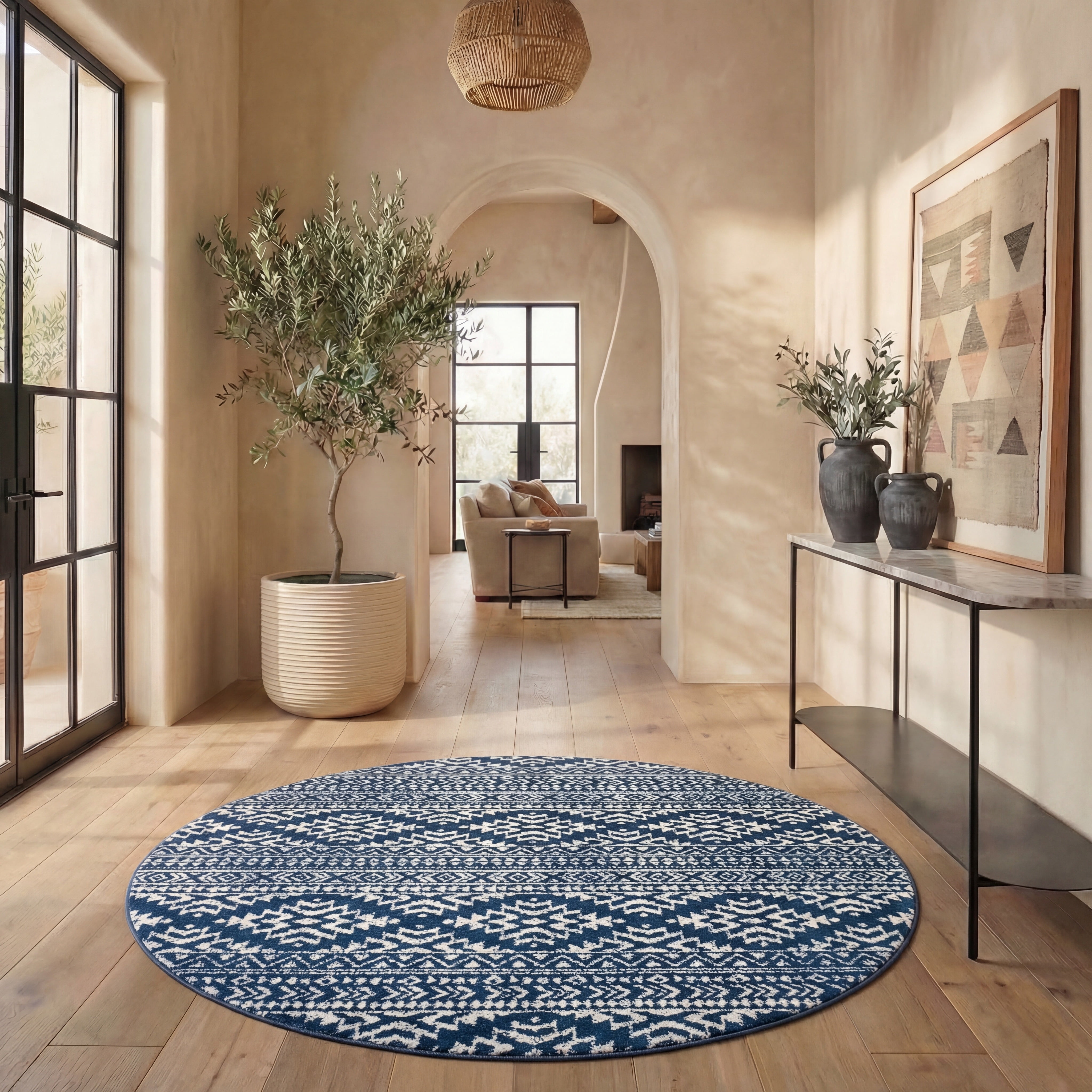 Safavieh Tulum Lakisha Oriental Area Rug, Navy/Ivory, 11' x 11' Round