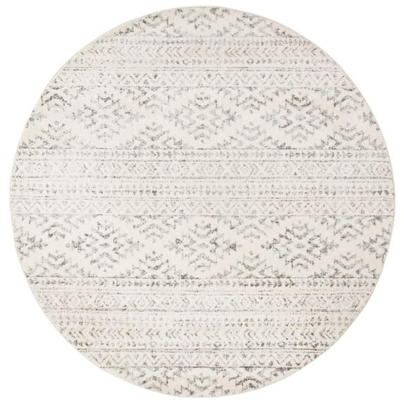 SAFAVIEH Tulum Lakisha Distressed Southwestern Area Rug, 12' x 12' Round, Ivory/Grey