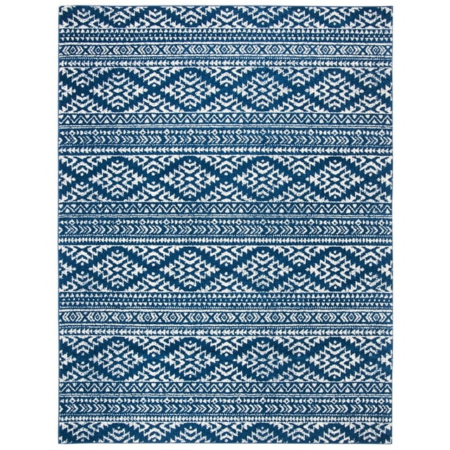 SAFAVIEH Tulum Lakisha Distressed Southwestern Area Rug, 12' x 15', Navy/Ivory