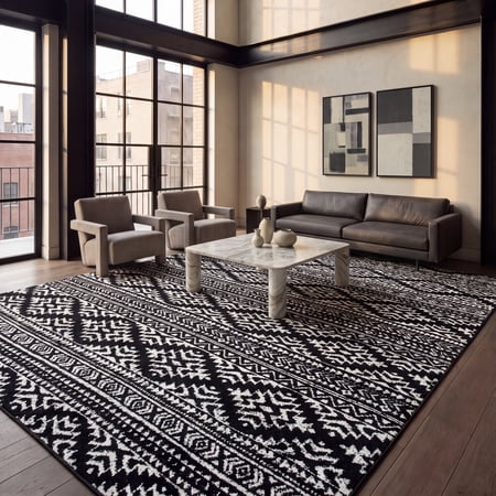Safavieh Tulum Lakisha Oriental Area Rug, Black/Ivory, 12' x 18'