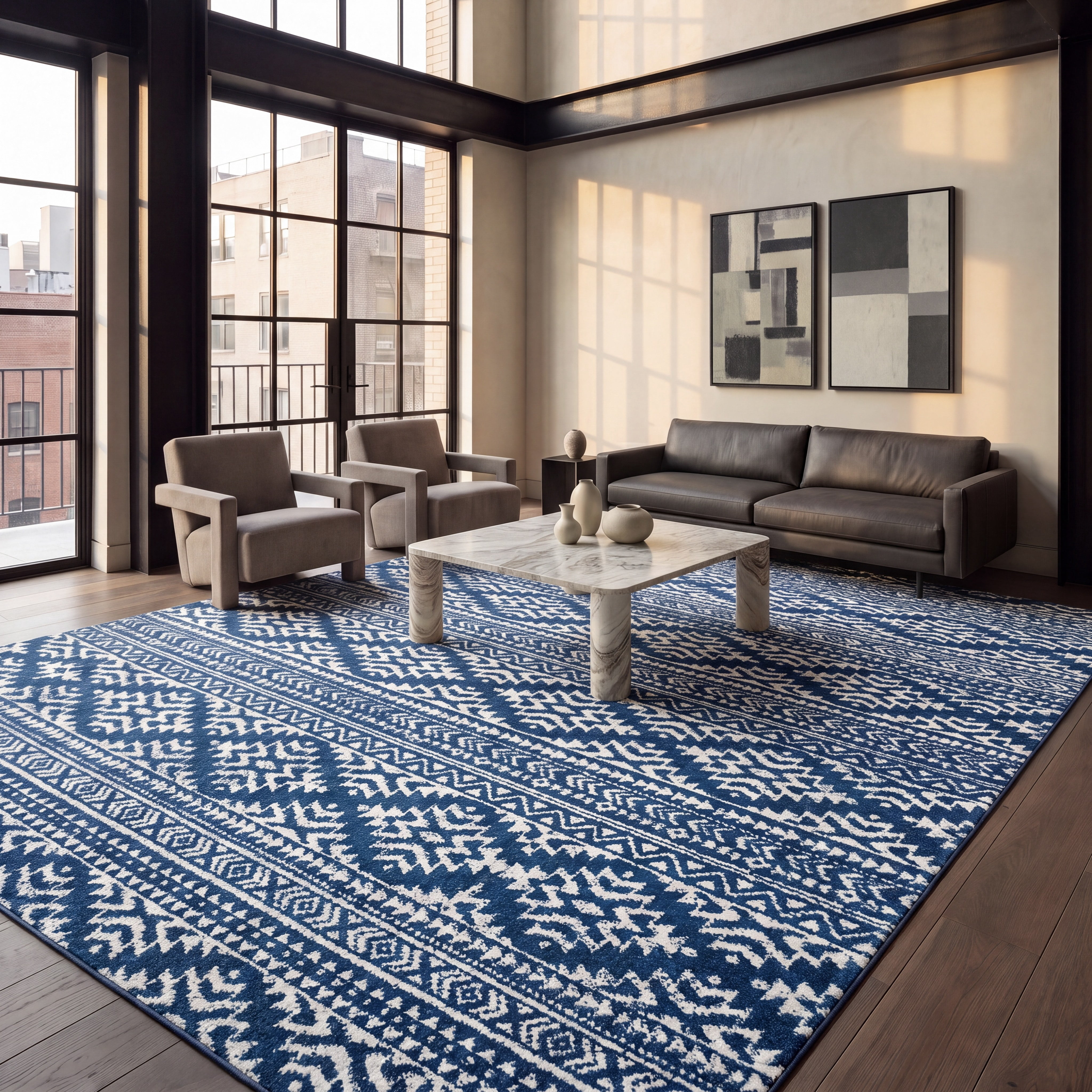 Safavieh Tulum Lakisha Oriental Area Rug, Navy/Ivory, 12' x 18'