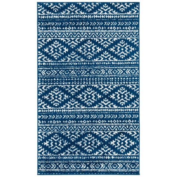 SAFAVIEH Tulum Lakisha Distressed Southwestern Area Rug, 2' x 3', Navy/Ivory