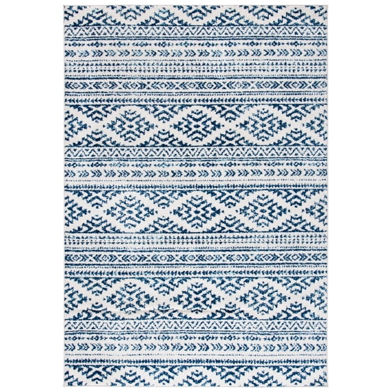 SAFAVIEH Tulum Lakisha Distressed Southwestern Area Rug, 2' x 4', Ivory/Navy