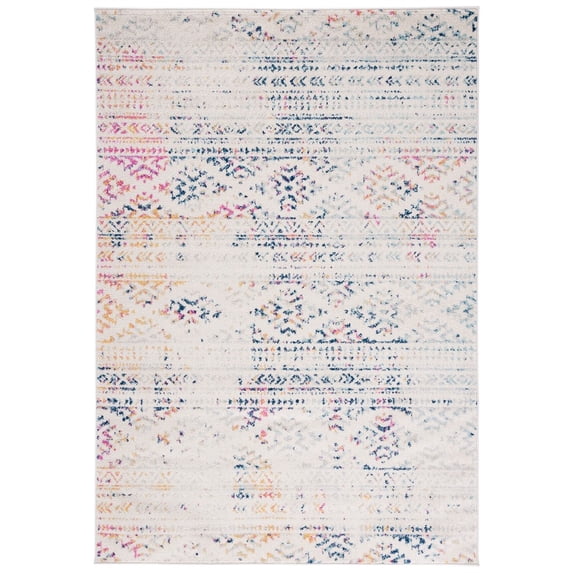 SAFAVIEH Tulum Lakisha Distressed Southwestern Area Rug, 4' x 6', Ivory/Blue